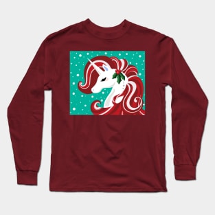 Candy Cane Holly Unicorn Long Sleeve T-Shirt